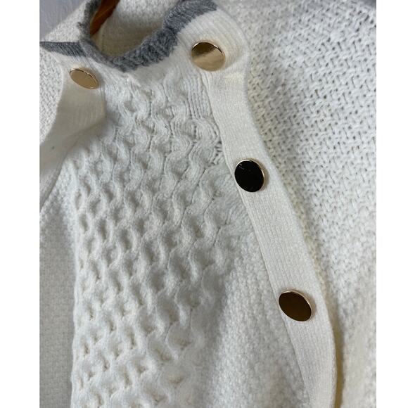 Ann Taylor Luxe Cream Wool-Blend Textured Oversized Mock Neck Sweater Size Large - Picture 7 of 11